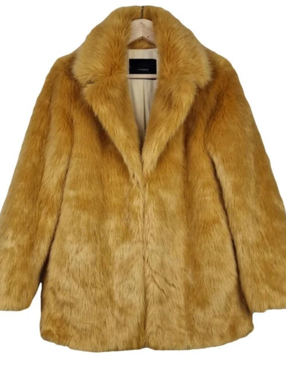 Uterque Yellow Gold Faux Fur Coat Size M